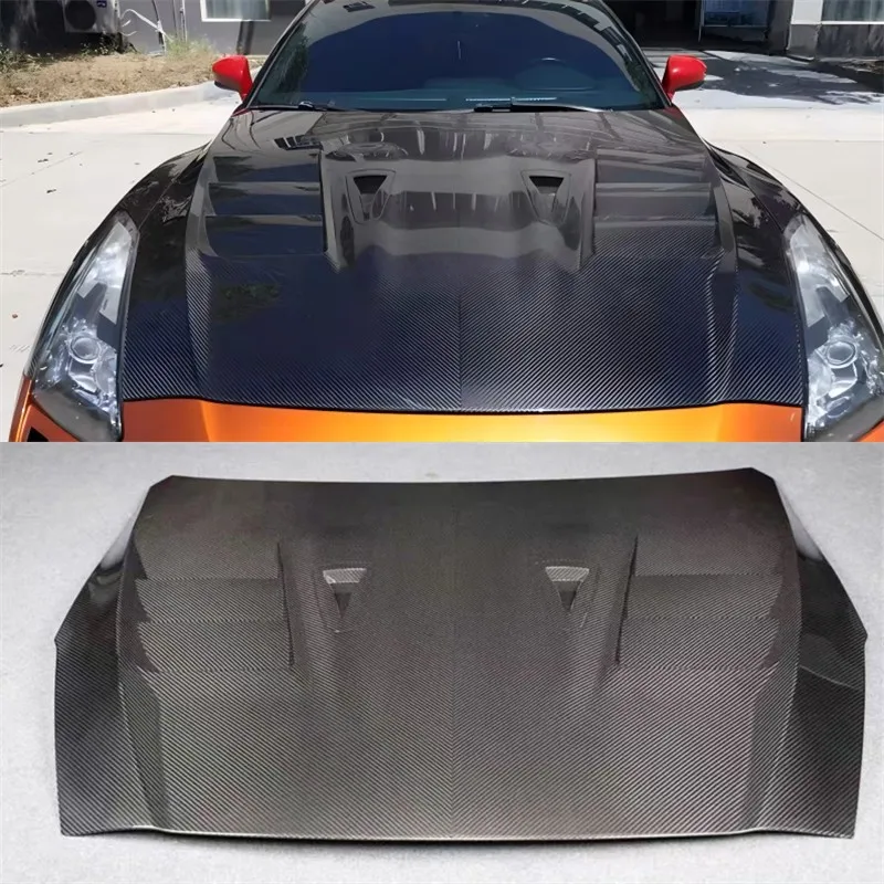 

For GTR GTR35 2013-2024 Real Dry Carbon Fiber Hood Engine Cover Hood Car Headliner Hood Cover Upgrade Auto Parts Kit
