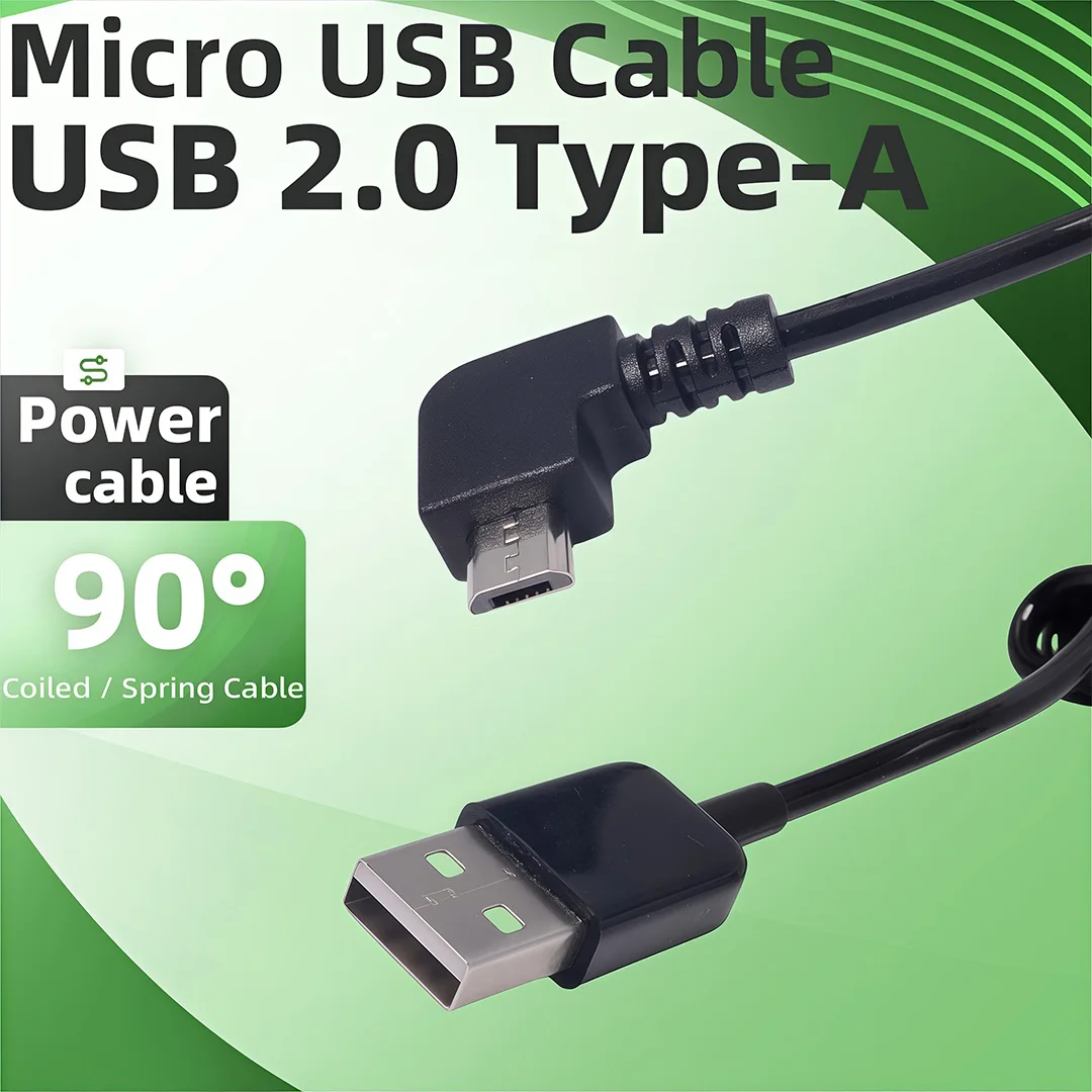 250cm 90 degree right elbow Spring Coiled USB 2.0 Male to Micro USB Data Sync fast Charger 2A Cable for Android mobile phones