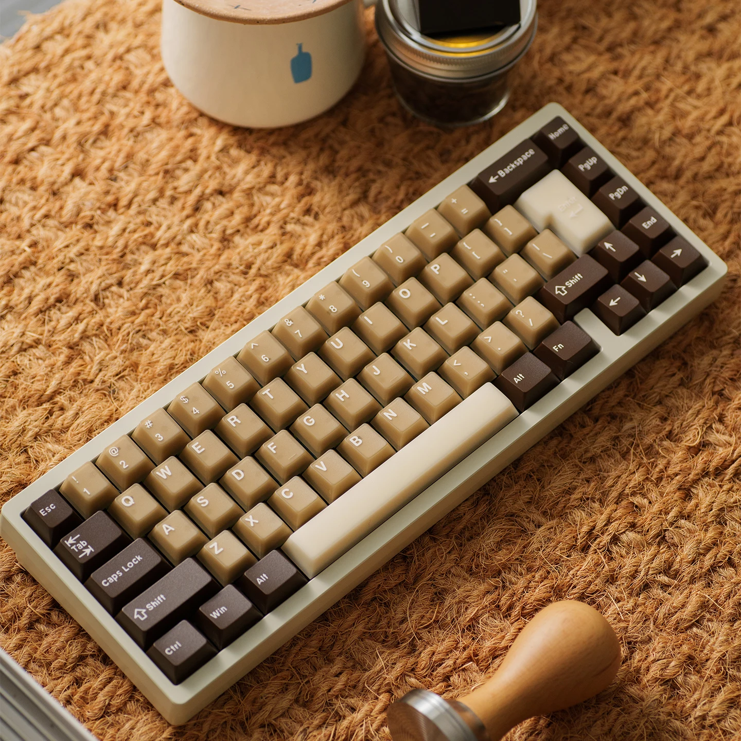 164 Tasten Latte Coffee Translucent Keycaps Cherry Profile Double Shot PBT PC Keycaps Braun für Alice Layout Mechanische Tastatur
