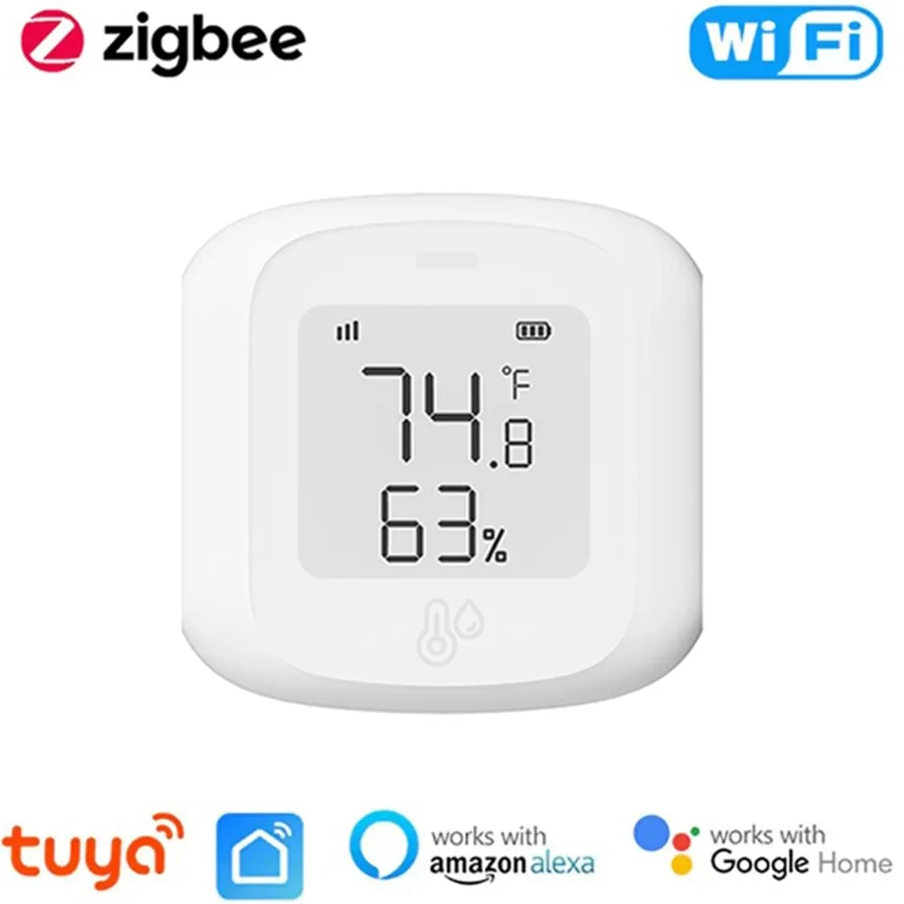 

Tuya WiFi ZigBee Temperature Humidity Sensor Smart Home Automation WiFi Indoor Thermometer LCD Display Works with Alexa Google