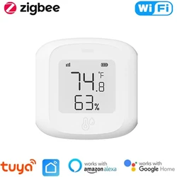 Sensor inteligente de temperatura y humedad, dispositivo con WiFi, automatización del hogar, termómetro interior, pantalla LCD, funciona con Alexa y Google, Tuya, ZigBee