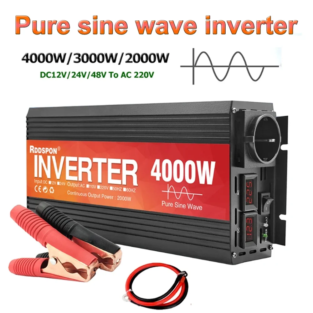 RDDSPON Pure Sine Wave Inverter 12v 24v To 220v 50Hz 60Hz Car Inverter 2000W 3000W 4000W Voltage Converter  Power Solar Inverter