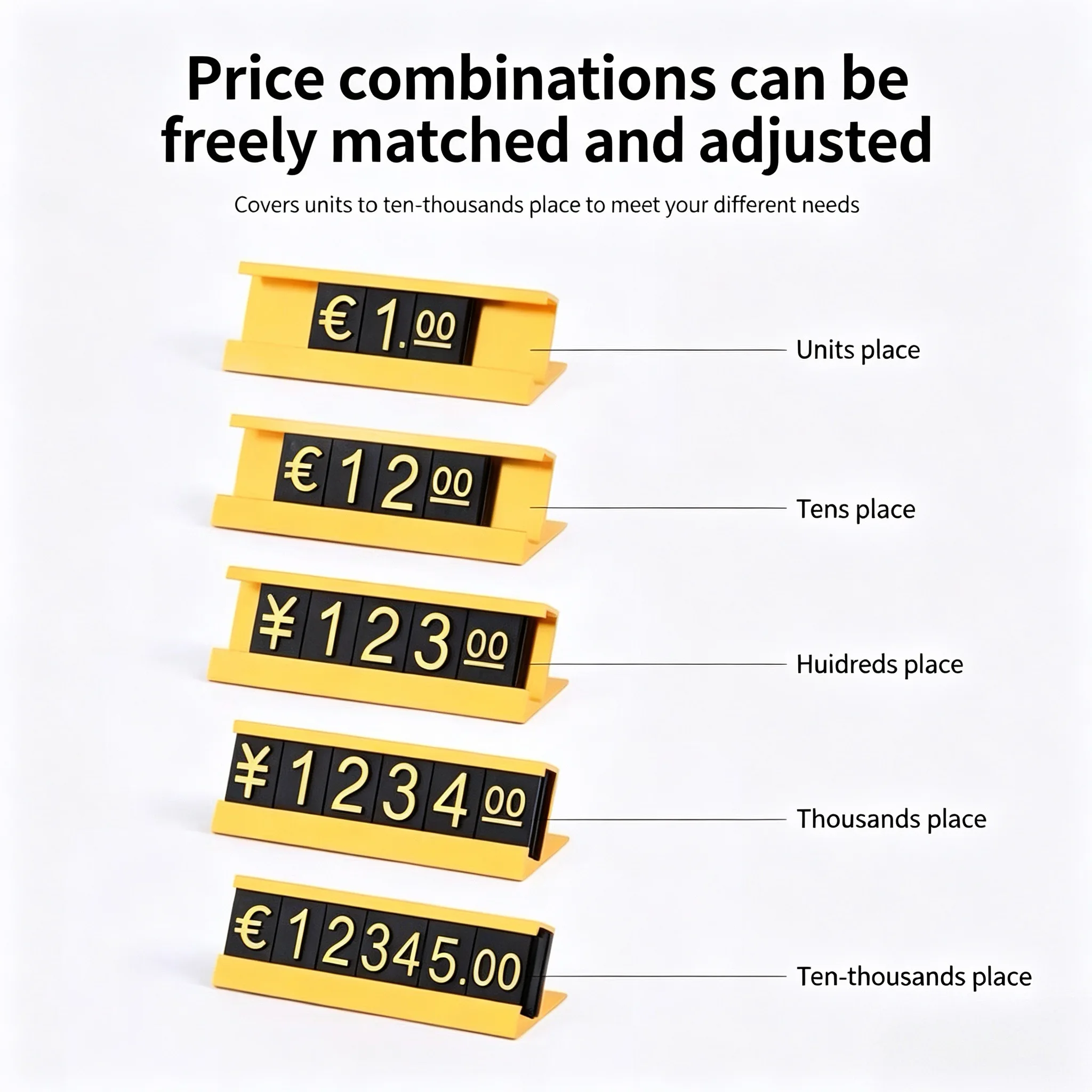 30 Sets Adjustable Digital Sale Price Display Tags Label 4.9*1.7 Cm Number Labels Plastic Jewelry Price Cube Tags