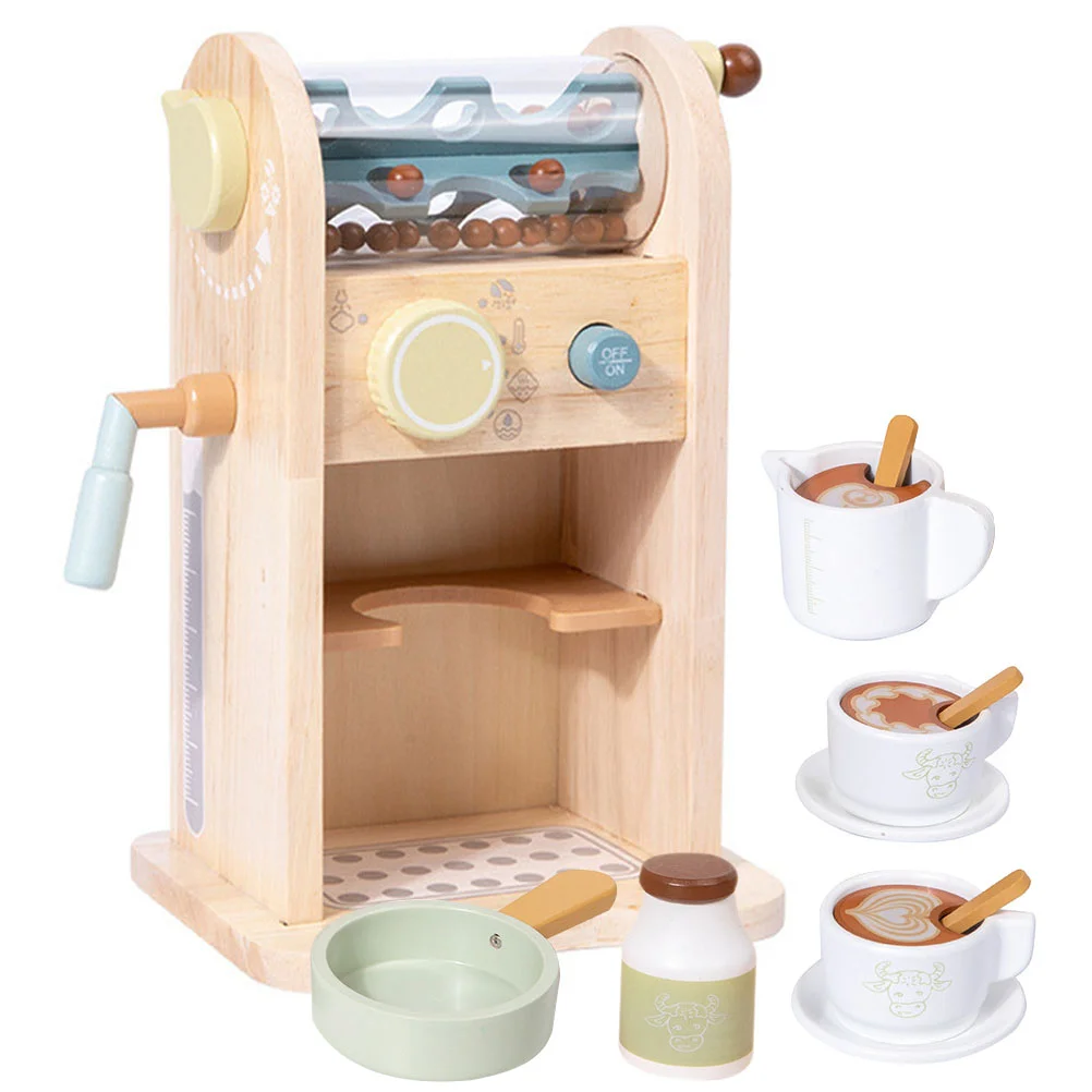 

Wooden Coffee Maker Machine Playset Role Play Kitchen Coffee Machine Playset Toy Pretend Play Toys For Kids