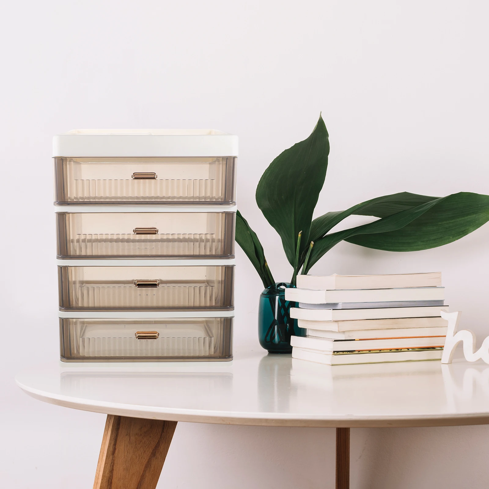 

Stackable Drawer Storage Box Desk Desktop Organizer PP Material Multi-Tier Stationery Drawers Cosmetics Office Supplies