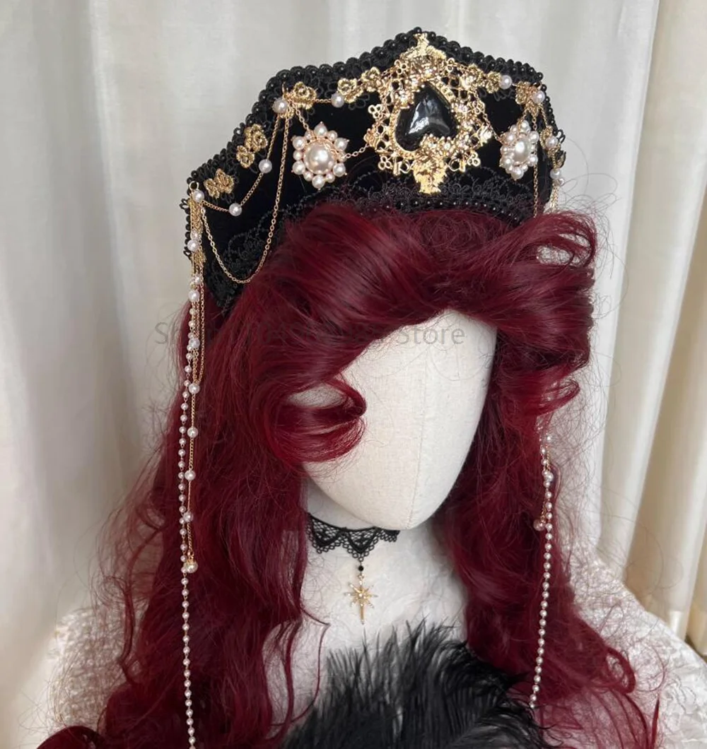 

Medieval Headdress Royal Renaissance Tudor Crown Headband Headpiece French Hood Queen Cosplay Accessories