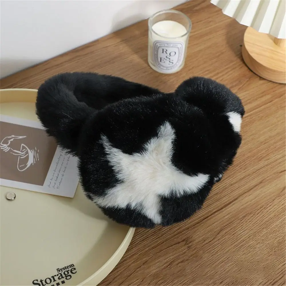 Fashion Soft Furry Plush Ear Covers Cute Stars Pattern Ear Warmer Earmuffs Women Girls Winter Outdoor Foldable Keep Warm Earflap