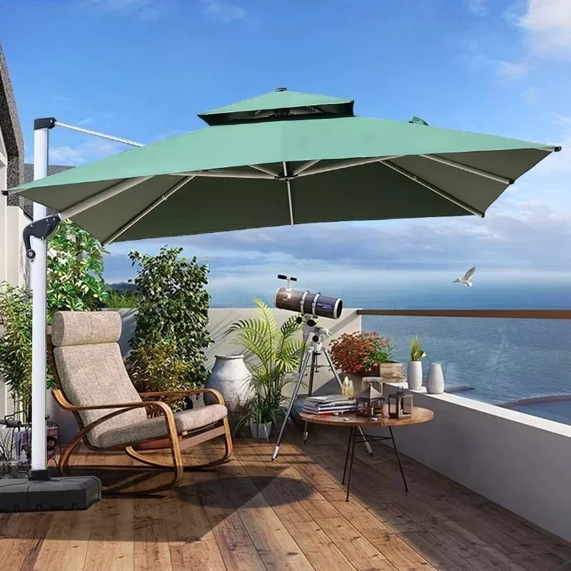 Parasol Double canopy Waterproof offset cantilever Patio umbrella Square aluminum frame Outdoor umbrella