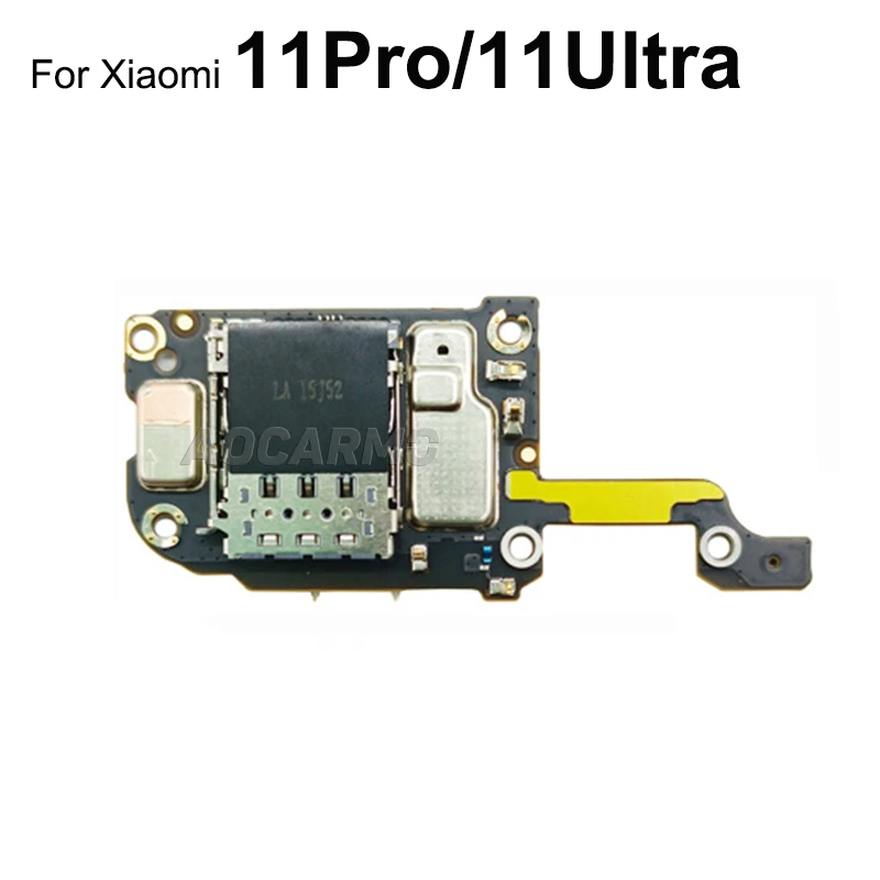 Aocarmo For Xiaomi 11 Pro Ultra 11Pro Sim Card Reader Holder Slot With Micphone Board Connector Flex Cable Replacement Parts