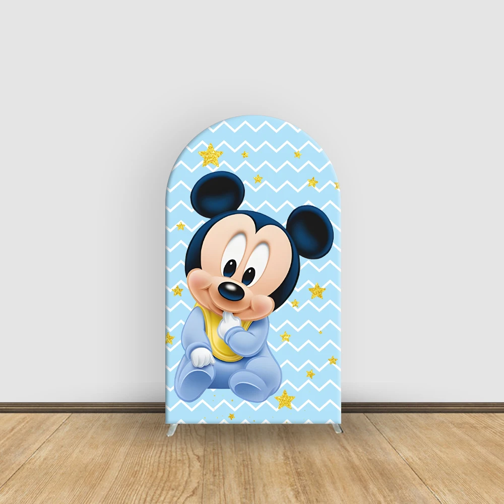 Baby Mickey Mouse Design Background Photography Disney Design Birthday Decoration Spandex Fabric Covers Backdrop For Stands