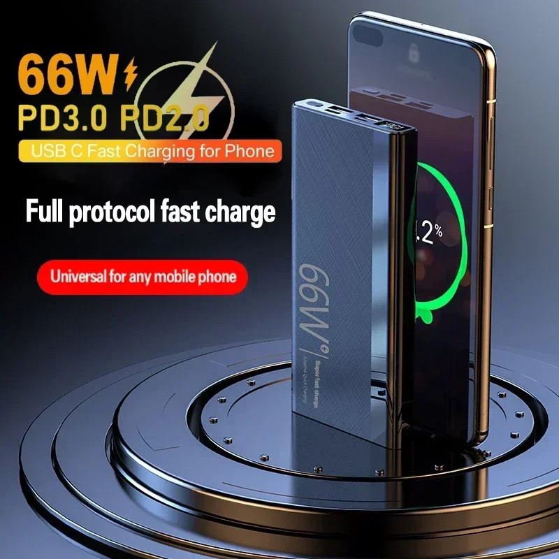 

Power Bank 10000mAh 66W PD Portable 20W External Battery Charger Large Capacity Output Fast For IPhone 15 Samsung Xiaomi Huawei