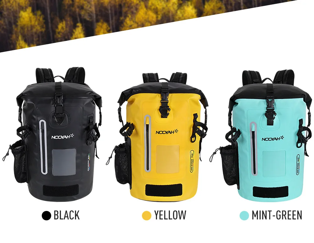 NOOYAH Waterproof Dry Bag IPX8 Roll-Top Closure Waterproof Backpack Fishing Bag Double Layer Rucksack Outdoor Sport Dry Backpack