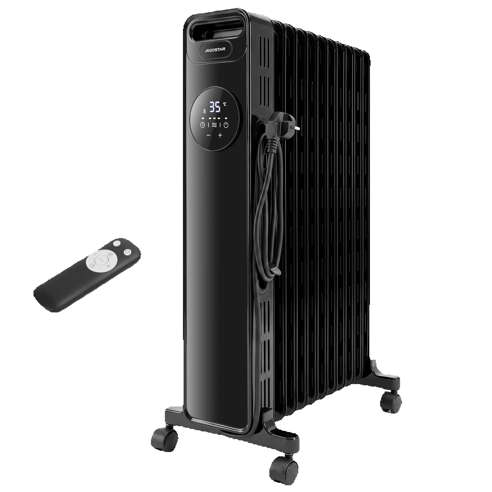 Grzejnik olejowy elektryczny 2300W 11 żeberek pilot termostat LED timer 24h Aigostar — 2