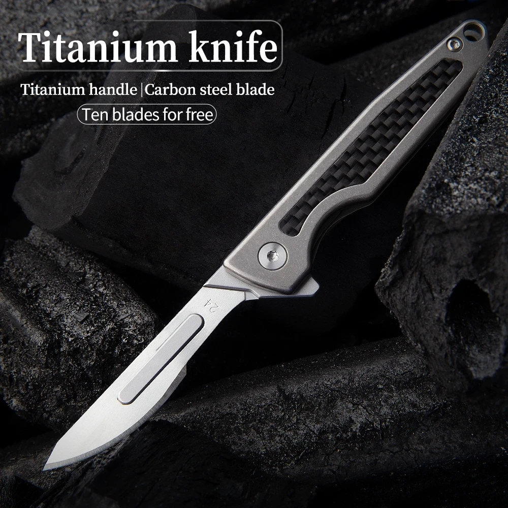 Titanium Alloy Scalpel Folding Knife Outdoor Survival Camping Portable EDC Tool High Hardness Multifunctional Uility Knife