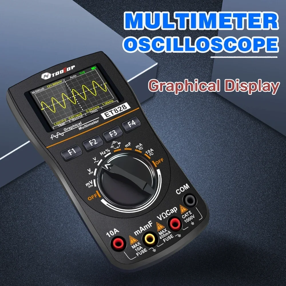 

TOOLTOP ET828 Digital Oscilloscope Multimeter 2 in 1 Graphical 2.4 Inches Color Screen Auto Waveform Capture DIY Electronic Tool