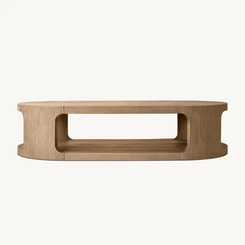 Midcentury Modern Solid Wood Rectangular Coffee Table with Simple Design High Quality Living Room Furniture for Home