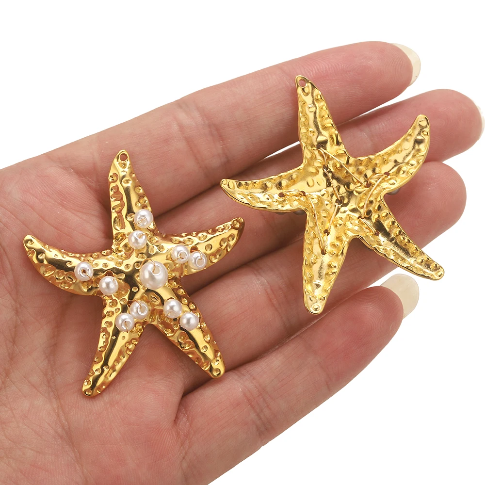 1pcs Stainless Steel Beads Starfish Charms For Jewelry Making Ocean Pendants DIY Necklace Connectors Jewelry Connector Parts view 5