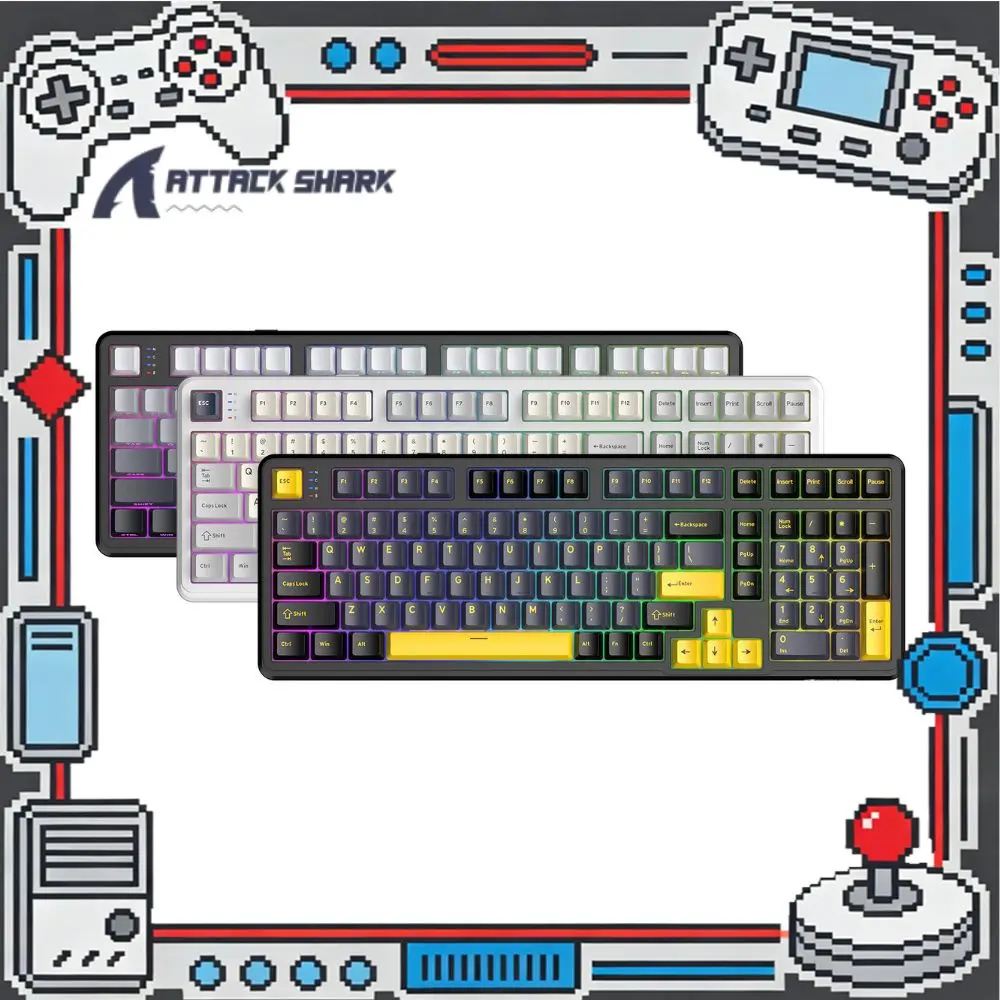 Attack Shark X98 Mechanical Keyboard Tri-Mode Wireless  Hot-Swap RGB PBT Keycaps 4000mAh Battery Gaming Keyboard For PC/Laptop