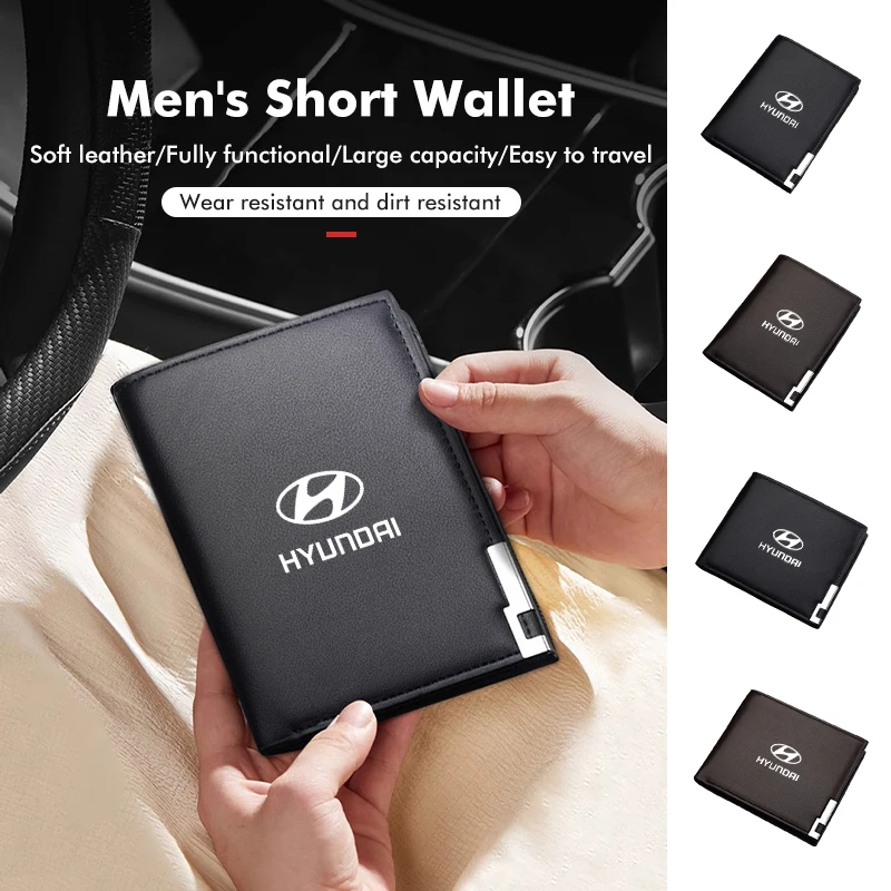 Car Mounted Credit Card Wallet Men Driver License Accessories For Hyundai I30 I20 IX35 I40 Tucson Getz Veloster Kona Elantra