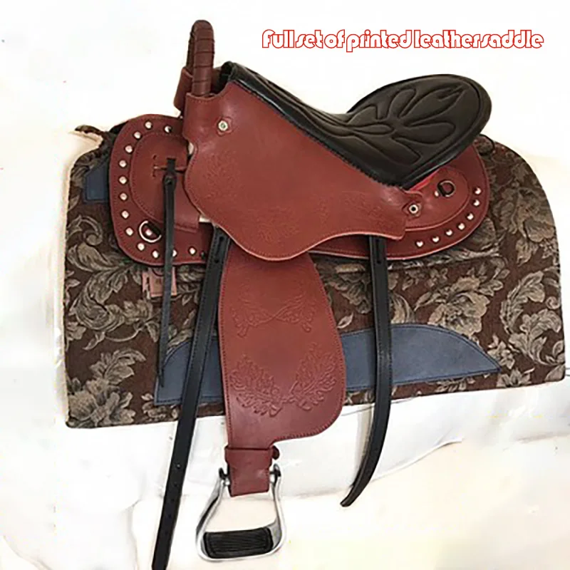 

New Printed Leather Saddle Endurance Saddle Supplies Complete Set