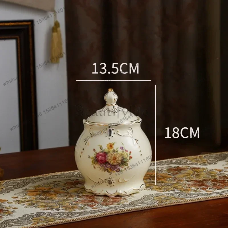 PJ  European-style Ceramic Sealed Candy Jar Coarse Grain Storage Cans with Lids Tea