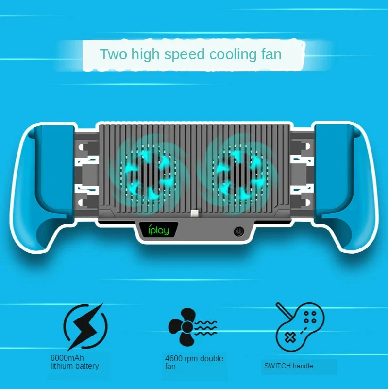 For Nintendo Switch Lite Cooling Fans Stretchable Hand Grip Extender Rechargeable Battery Charging Handle for Nintendo Switch