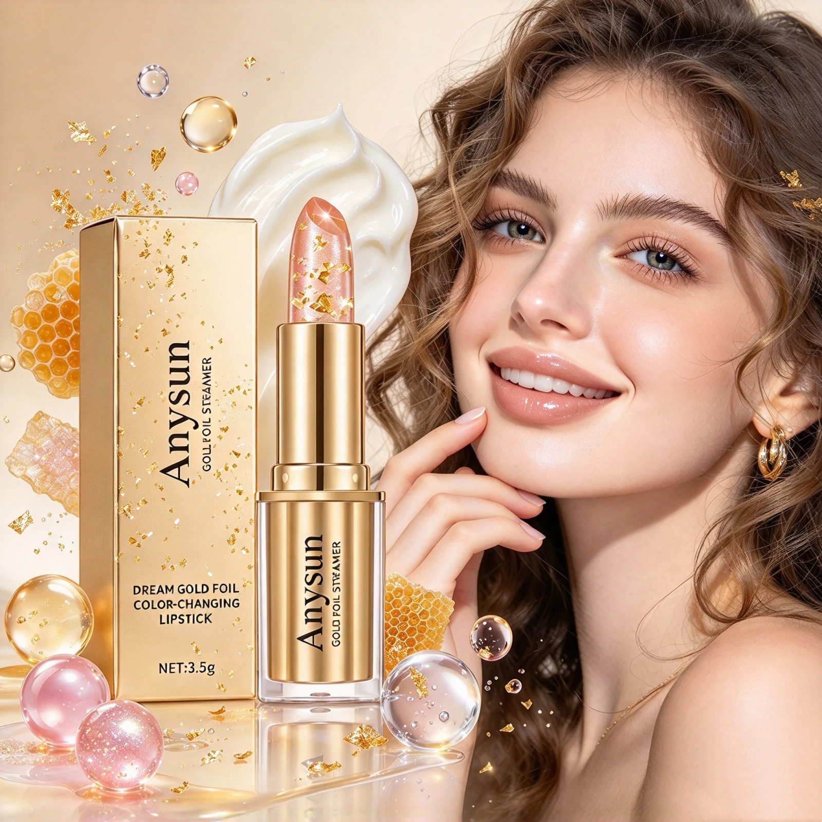 Gold Gold Foil Color Changing Lipstick Glossy Finish pH Reactive Shade Tint Daily Shine Lip Treatment Moisturizing Hydrating Lip Balm - Aliexpress Deal