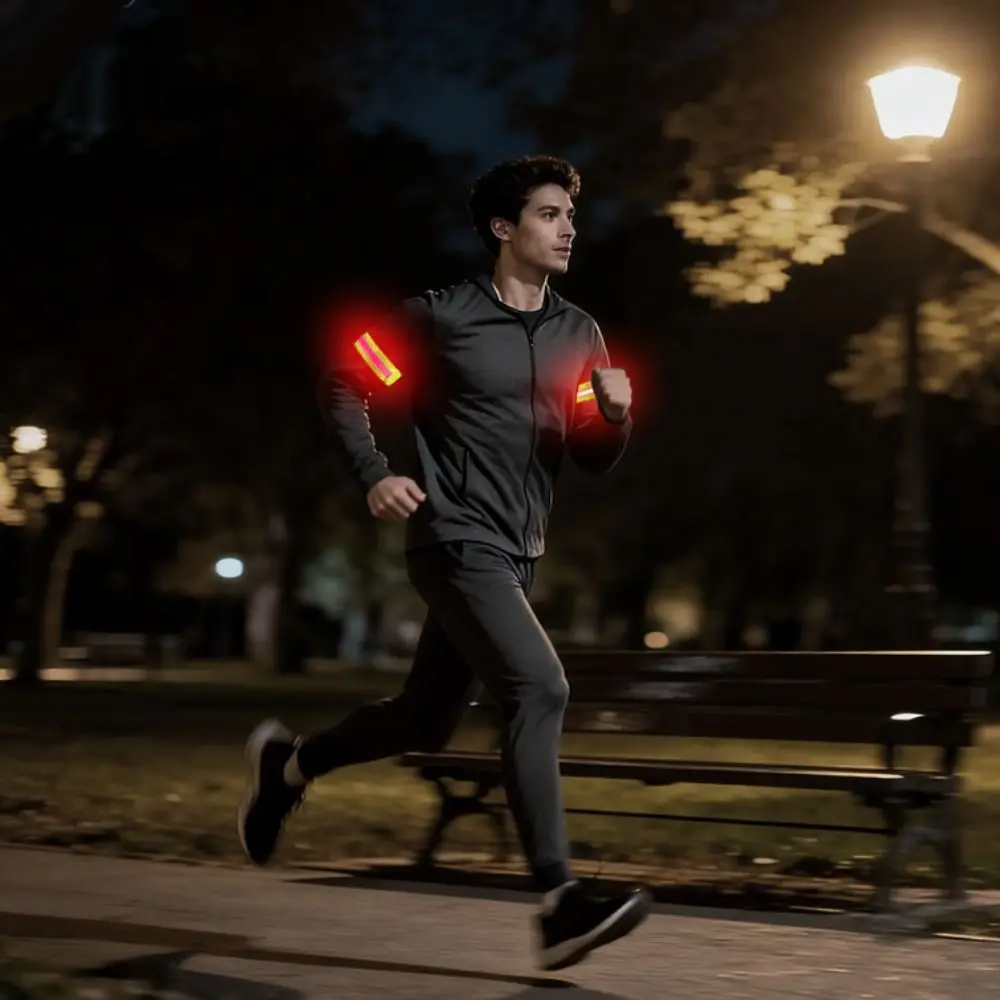 

2Pcs Safety LED Light Armband 3 Modes Waterproof Luminous Arm Band 5 Light Color High Brightness Warning Wristband