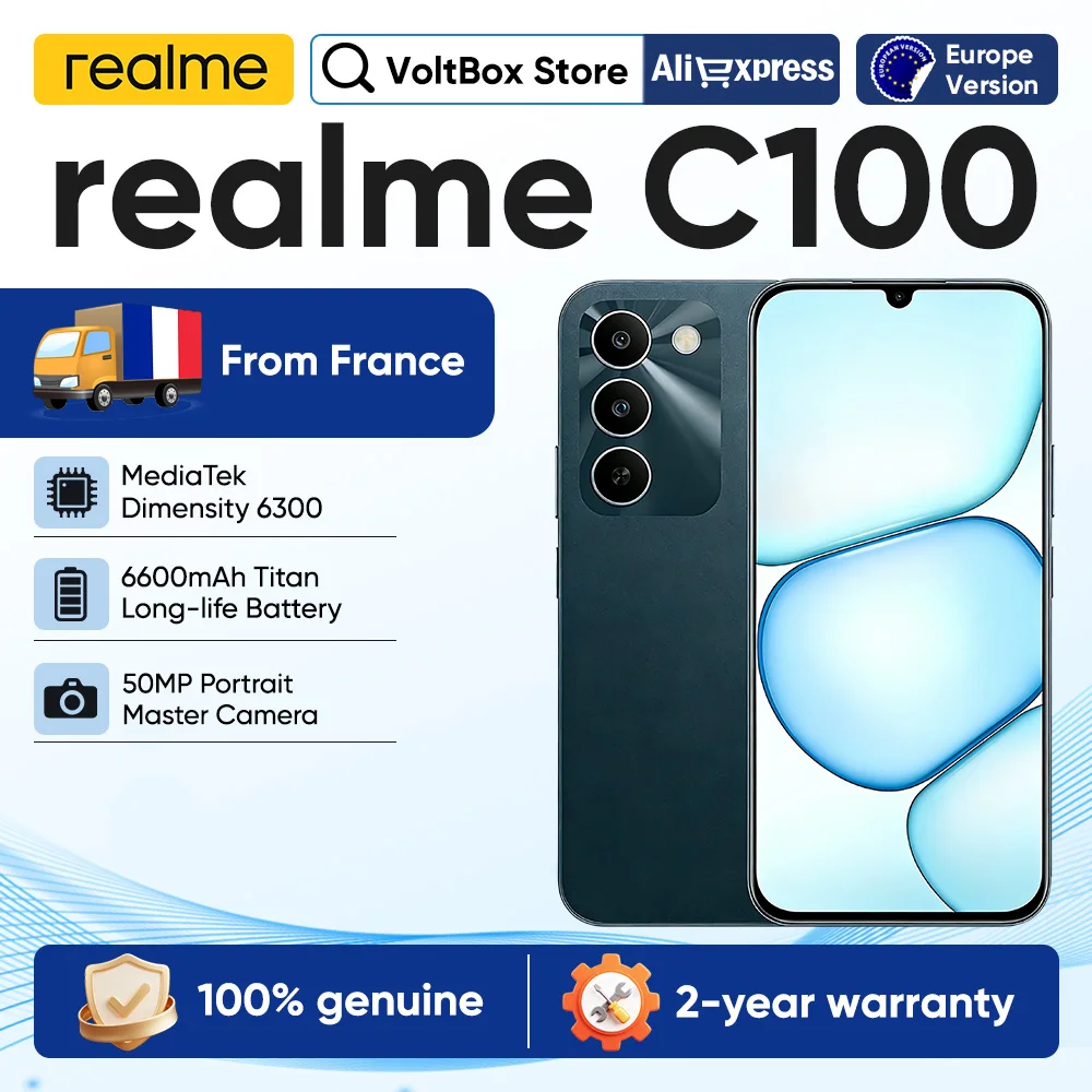 realme C100 5G Smartphone, 6600 mAh großer Akku, 6,8 Zoll 144 Hz Display, 45 W Ladefunktion, IP64 wasser- und staubdicht, Dual-SIM, Android 16, Budget-Smartphone