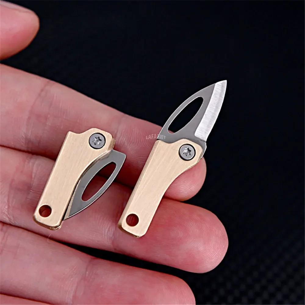 Brass Magnetic Suction Small Knife With Sharp Edge Pocket Portable Keychain Unpacking Express Delivery Tool Mini Folding Knife