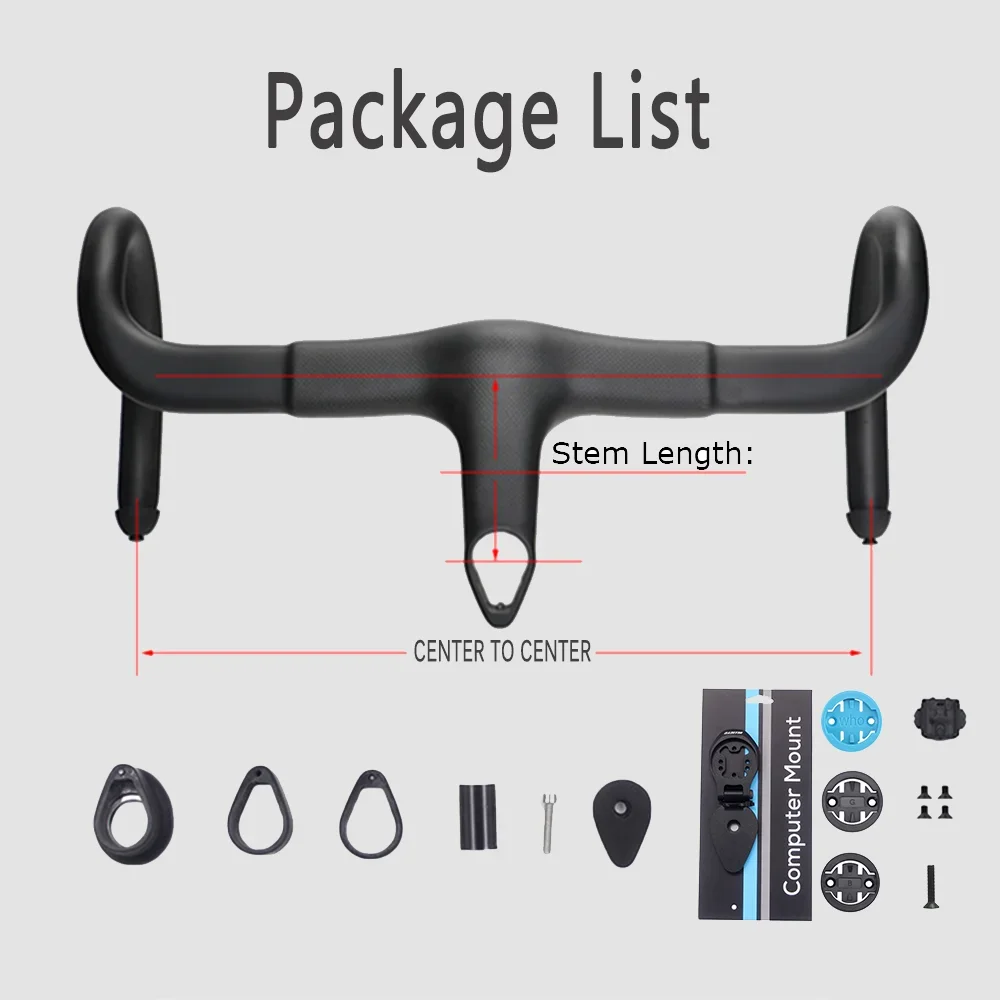 F10  28.6mm Full Carbon Fiber Integrated Cockpit Road Handlebar 1K Matte / gloss  Bicycle parts  within Adapter Computer Mount