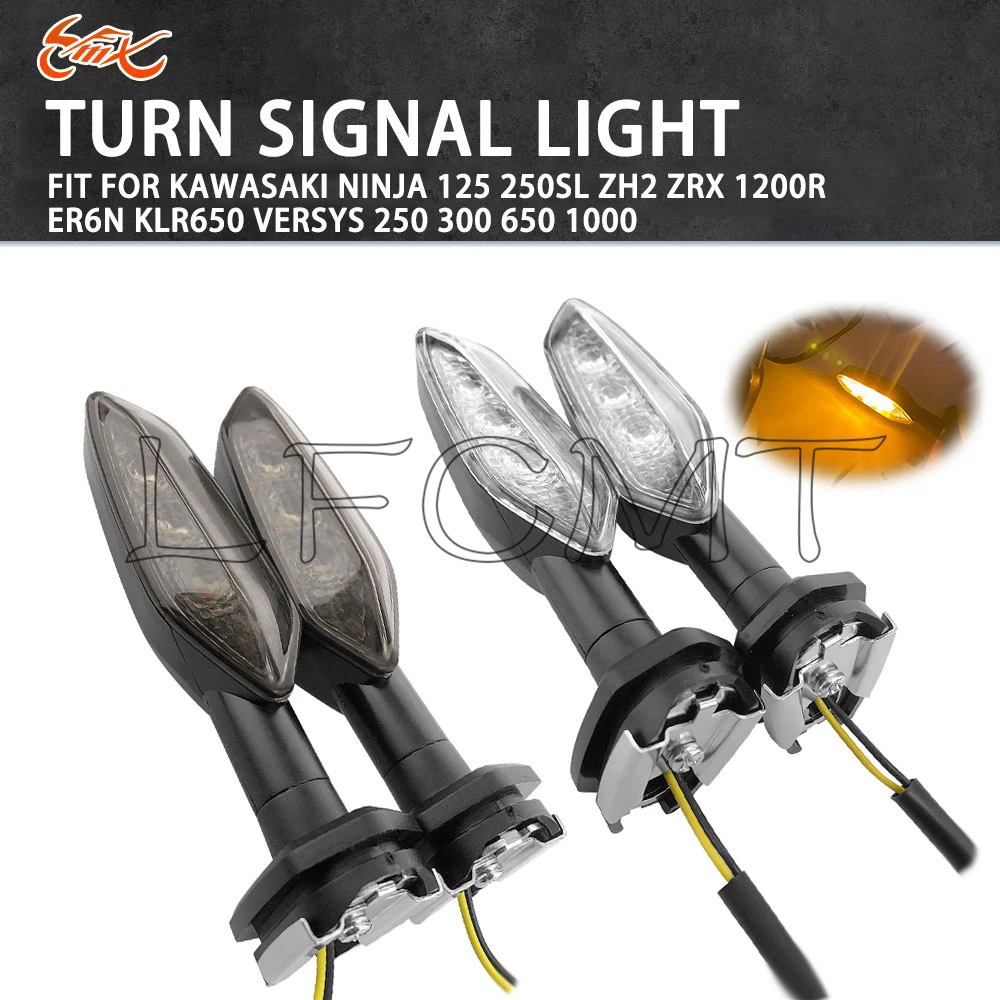 

LED Turn Signal Light Flasher Indicator Lamp Fit for KAWASAKI NINJA 125 250SL ZH2 ZRX 1200R ER6N KLR650 VERSYS 250 300 650 1000