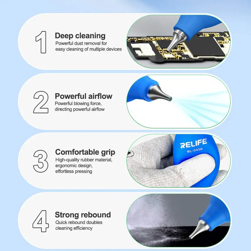 RELIFE RL-043B Ultimate Precision Dust Blower Air Pump for Phone Repair and Camera Cleaning