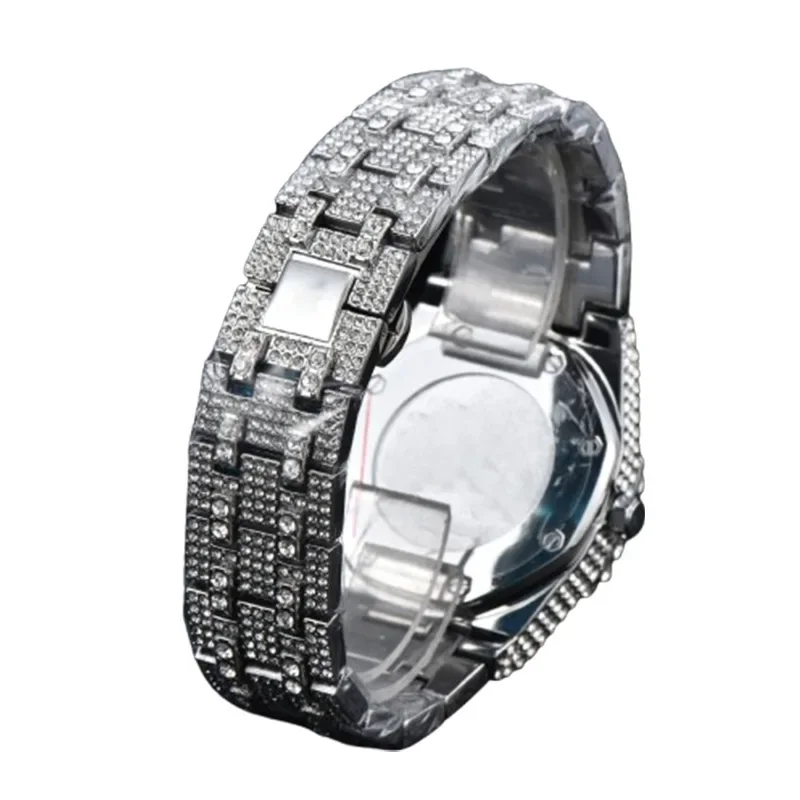 Orologi al quarzo da uomo con spedizione di goccia Orologio da uomo con diamanti di lusso con cassa ottagonale con grande lunetta in zircone Orologio a mano hip-hop alla moda