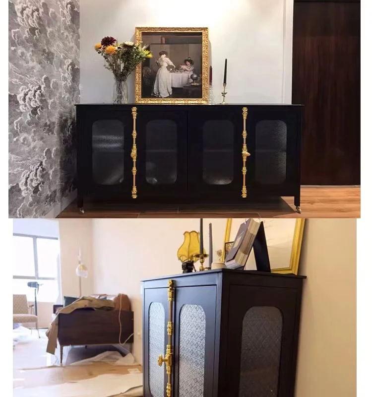 Imagem -05 - Vintage Cremone Bolt Personalizar Tamanho Porta Janela Fechadura da Mobília Acessórios Retro Gravado Antigo Armário de Bloqueio