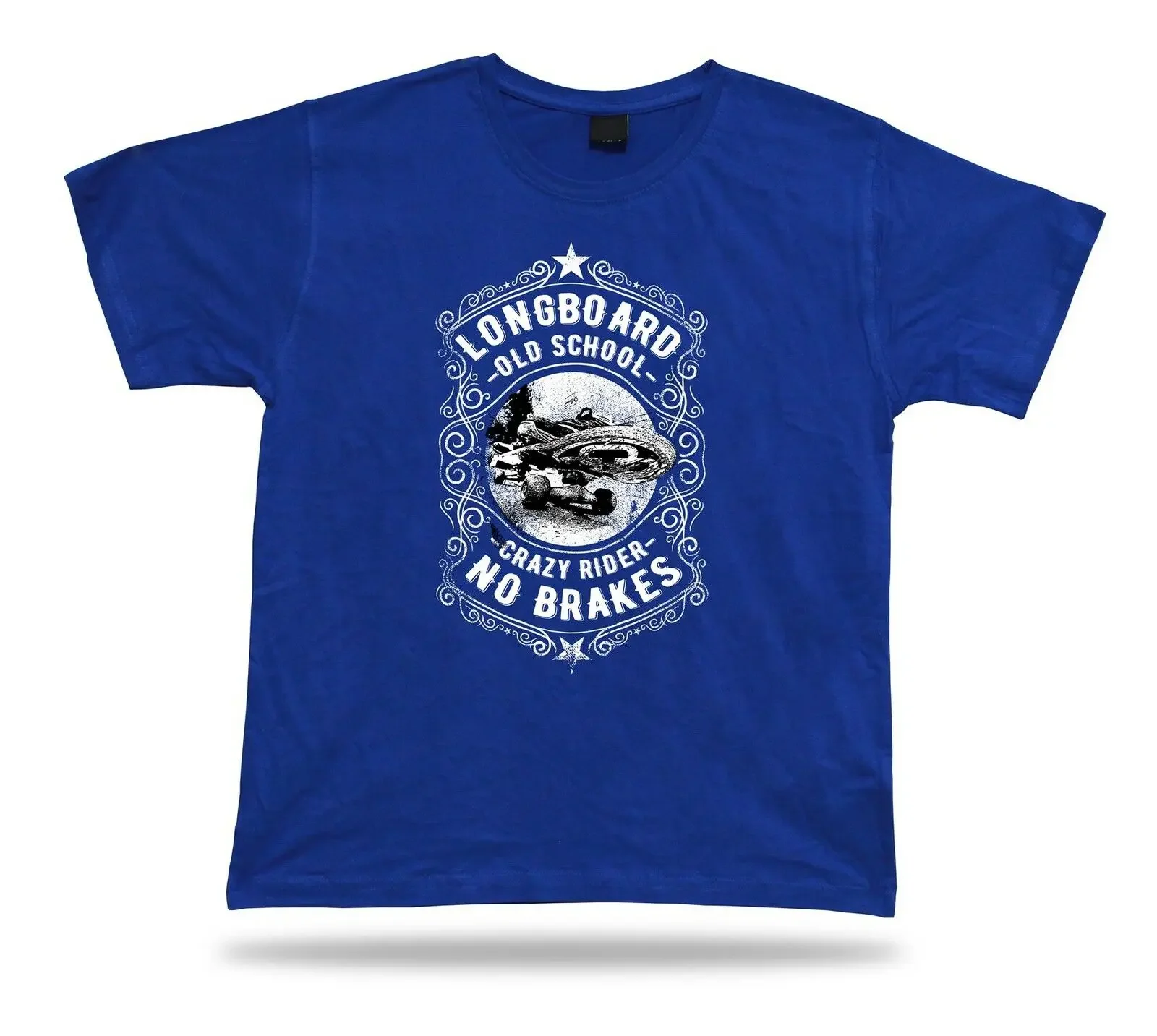 Funny Oldschool Longboard Skate No Brakes Rider Birthday Gift T-Shirt. Summer Cotton Short Sleeve O-Neck Mens T Shirt New S-3XL
