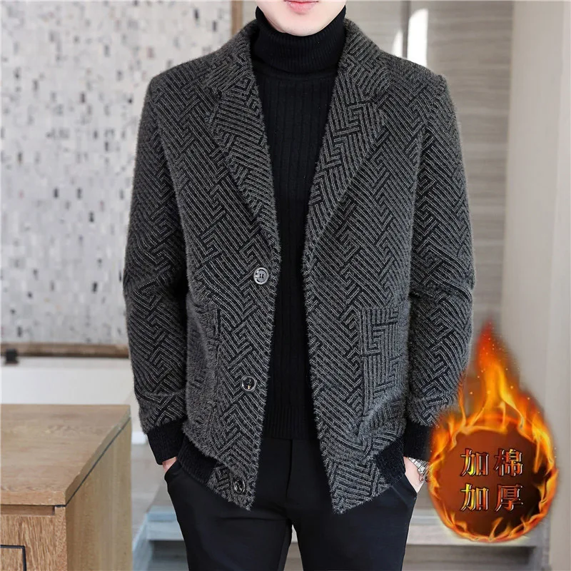 

Autumn Winter Suit Collar Woolen Jacket Men Fashion Thick Warm Short Wool Blend Coat Casual Business Social Streetwear Overcoat