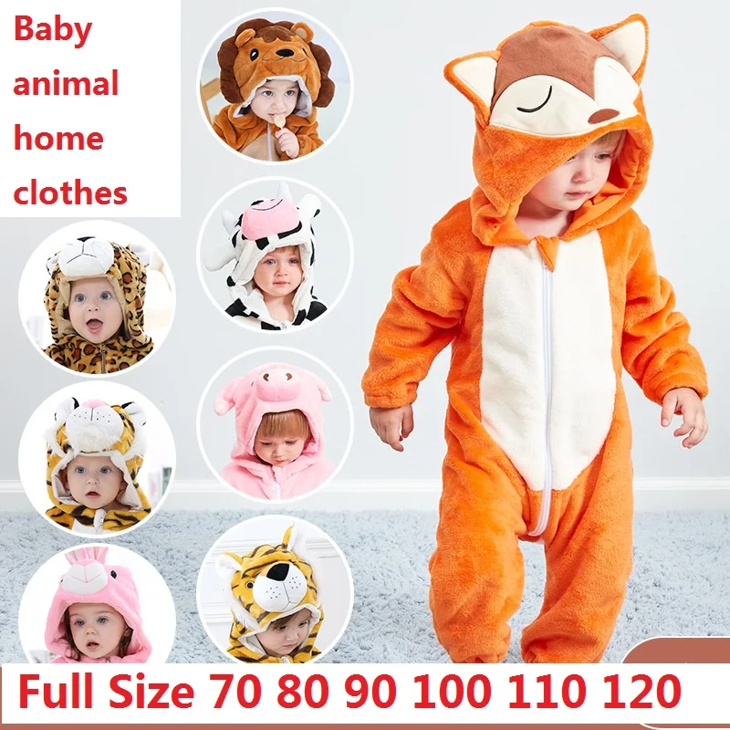 Junge Mädchen Kleinkind Tier Overall Baby Stram pler Winter Cartoon Tiger Eule Dinosaurier Kostüm Säuglings kleidung Pyjama Kinder Kigurumi