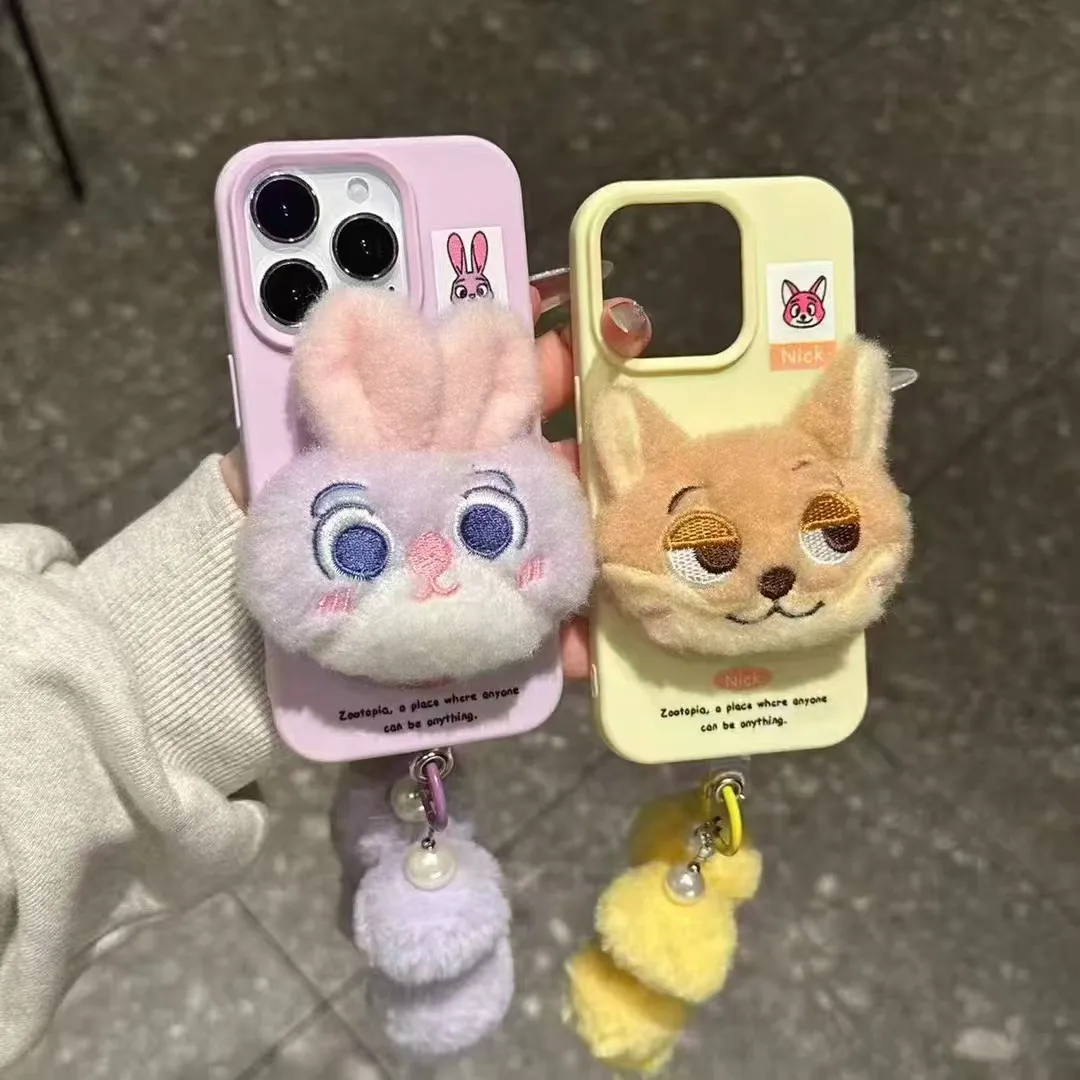

New for Zootopia 2 Phone Case - Apple 15 16 17 Cute Couple Phone Case Lanyard Full-Coverage Shockproof Christmas Gift