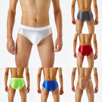 Männer Frauen Öl Glänzende Höschen Männlichen Low Rise Ausbuchtung Beutel Briefs Unterwäsche Hohe Elastische Dessous Unterhose Sexy