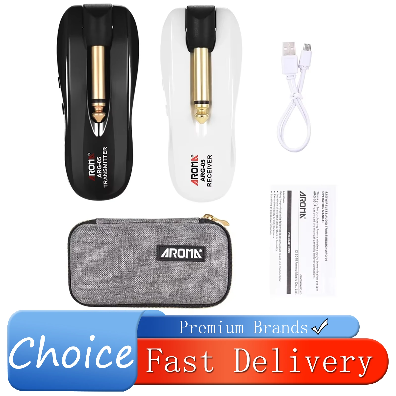 

AROMA 5.8GHz Guitar Wireless System Audio Transmission with Transmitter Receiver Rechargeable Battery for Guitars Bass ARG-05