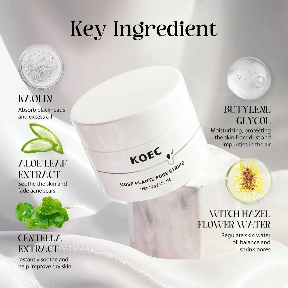 

60PCs KOEC Blackhead Peel-off Nose Mask Plants Pore Strips Moisturizing Smoothing Brightening Witchhazel Centella Aloe Vera
