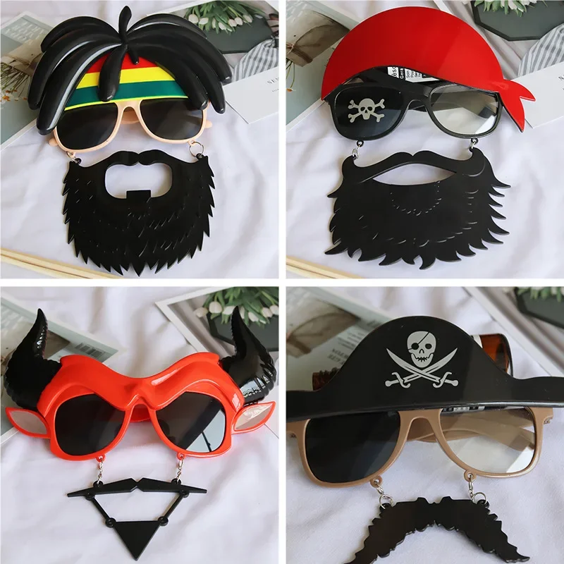 Halloween Glasses Beard Ball Party Funny Props Skull Head Pirate Navy Ghost Day Ball Decorative Glasses Party Decoration