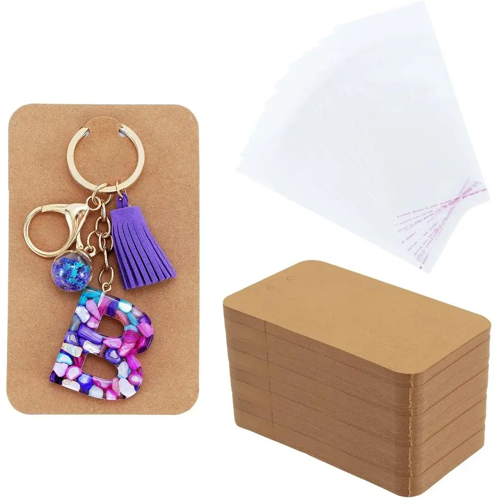 

Набор из 100 картонных карточек-держателей для брелоков с застежкой, 3x4,7 дюйма - коричневые