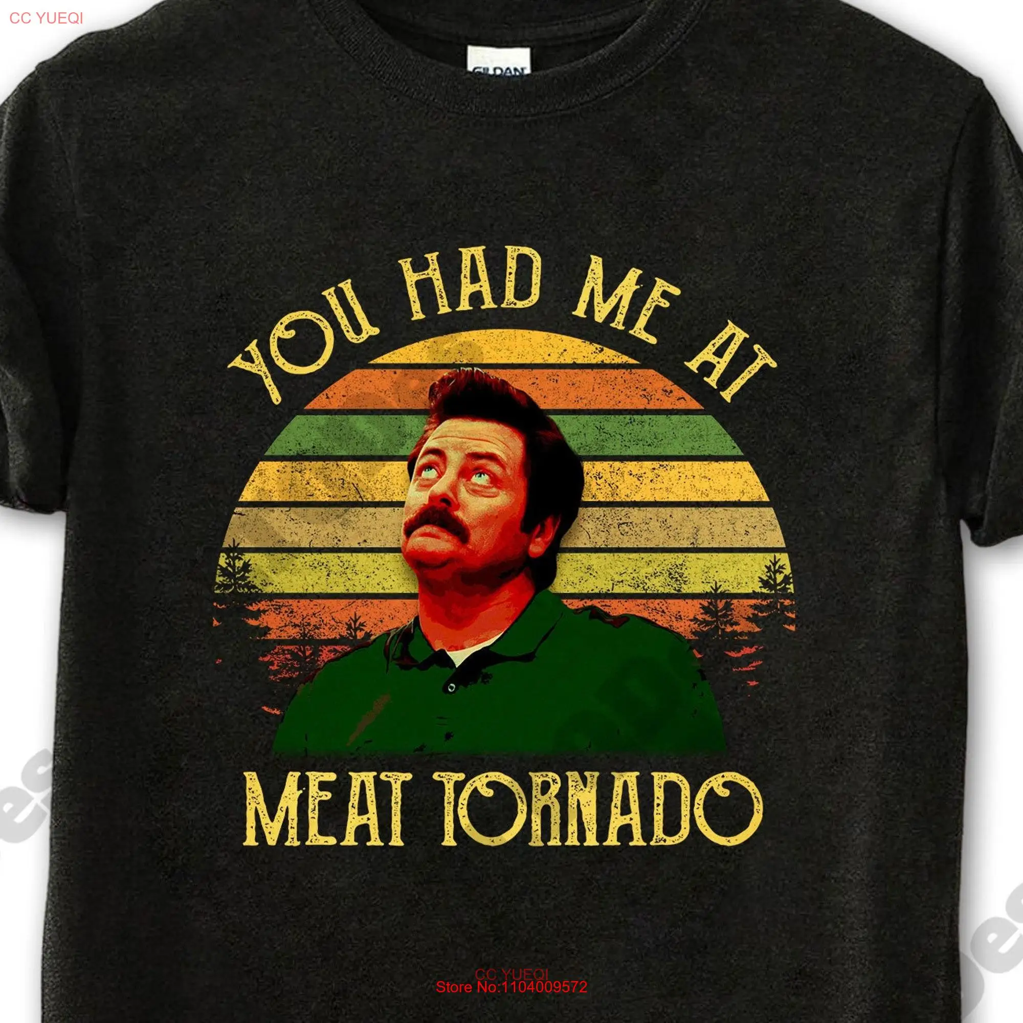 Ron Swanson You Had Me at Meat Tornado Vintage T Shirt Movies Quote  long or short sleeves