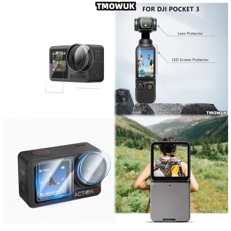 

For DJI Pocket 1 2 Osmo Pocket 3 Action 2 4 Pro - Precision - Cut Tempered Glass Screen Protector With Lens Guard