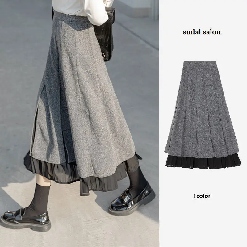 

Long Skirt Lace Women Skirts Autumn Winter Plus Size Clothes Chubby Korean Casua Autumn Winter