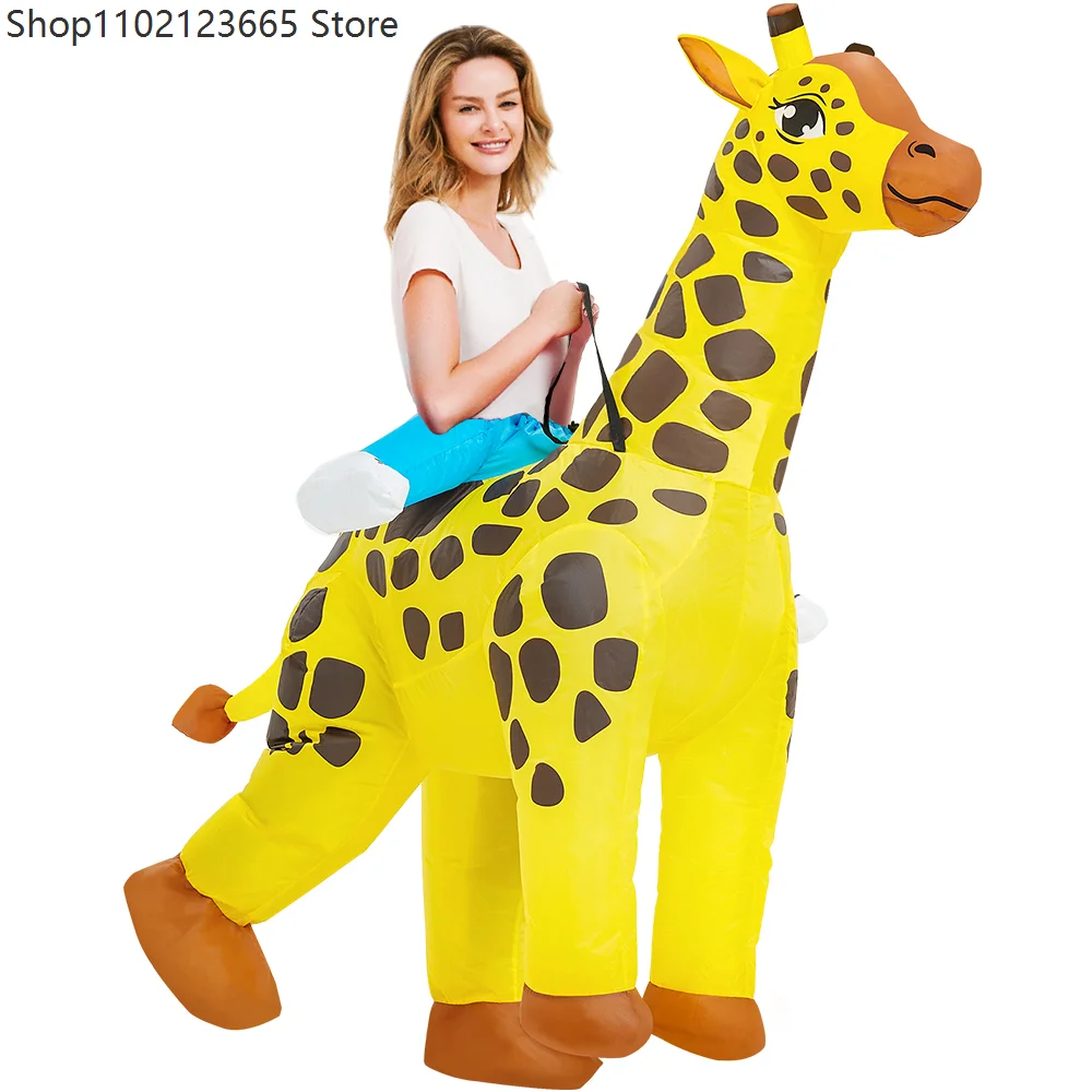 Adult Giraffe Inflatable Costume Animal Funny Dress Suit Anime Carnival Purim Halloween Party Cosplay Costume for Man Woman