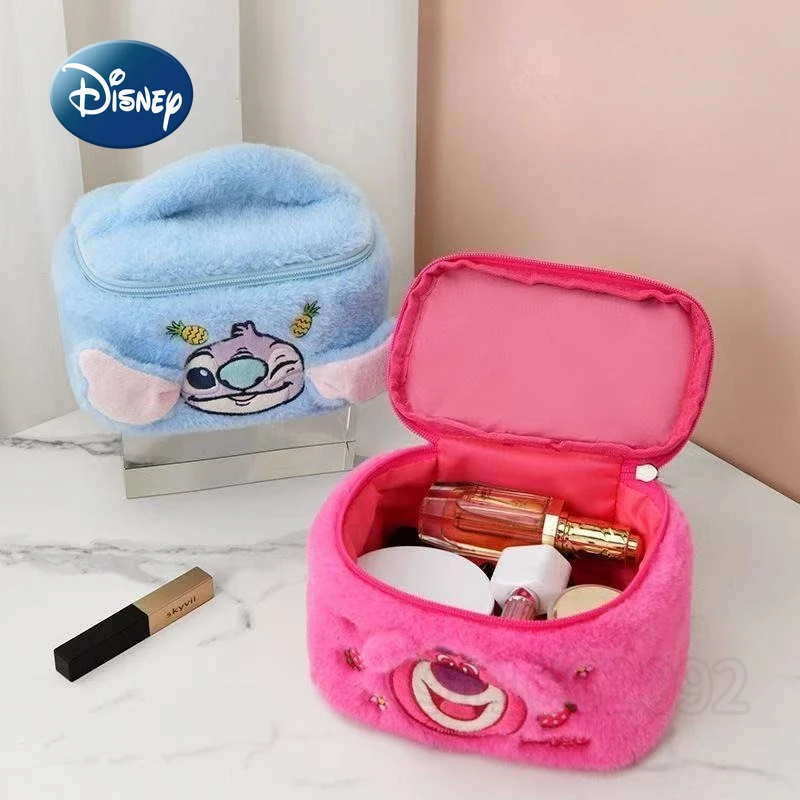 Disney Original New Plush Cosmetic Bag Cartoon Fashion Portable Cosmetic Bag Large Capacity Leisure Travel Storage Toiletry Bag