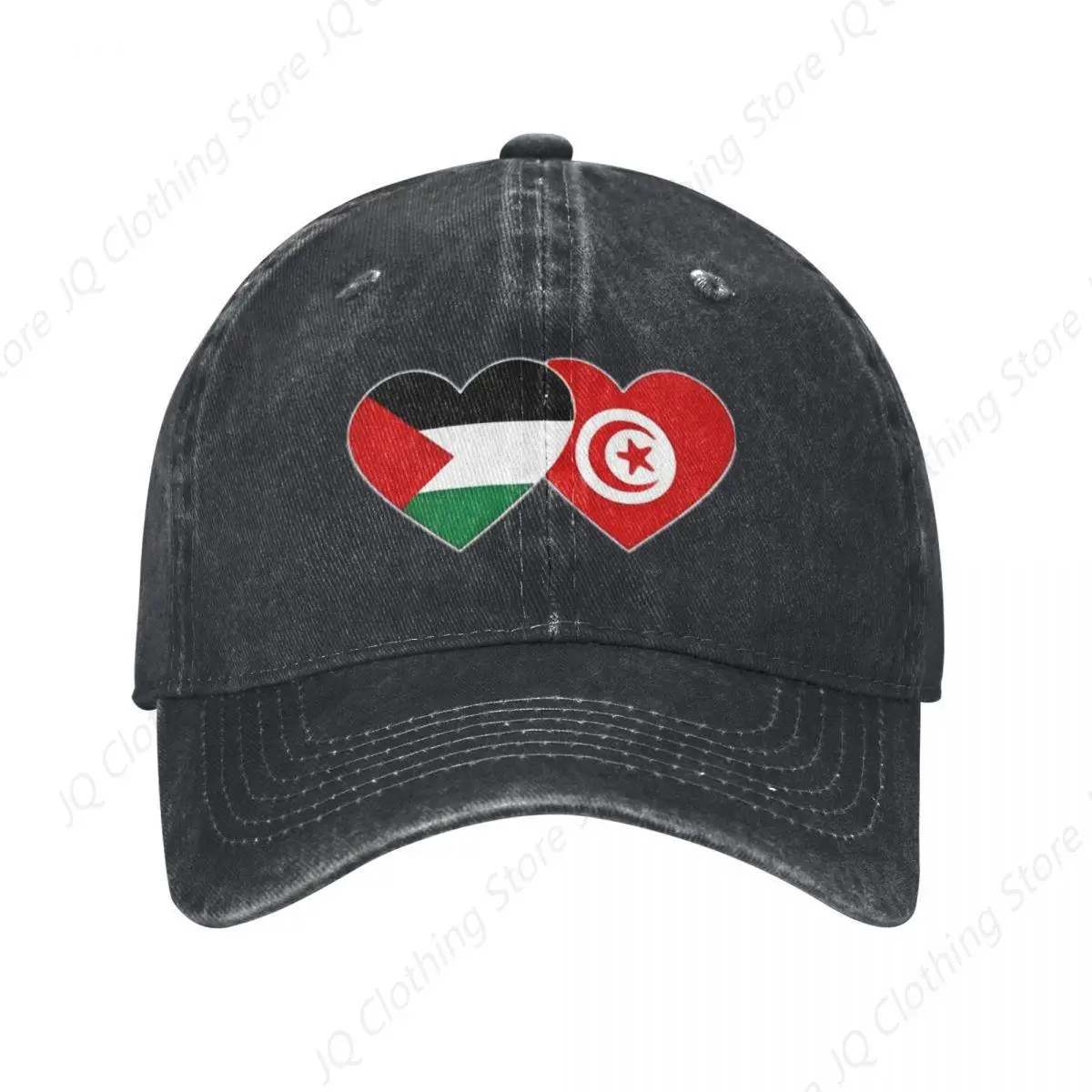 Palestine Tunisia Flag Heart Unisex Style Baseball Caps Therapy Peace Freedom Distressed Cotton Hats Cap Vintage Snapback Cap